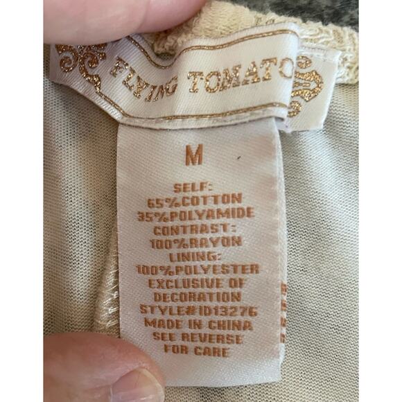 Flying Tomato Crochet Babydoll Maxi Dress Size M Lace Stretch Peasant Romantic - Picture 6 of 9